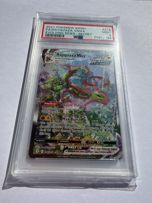 Rayquaza VMAX 218/203 Alternate Art Secret Rare – PSA 9 – Evolving Skies – Pokémon ENG